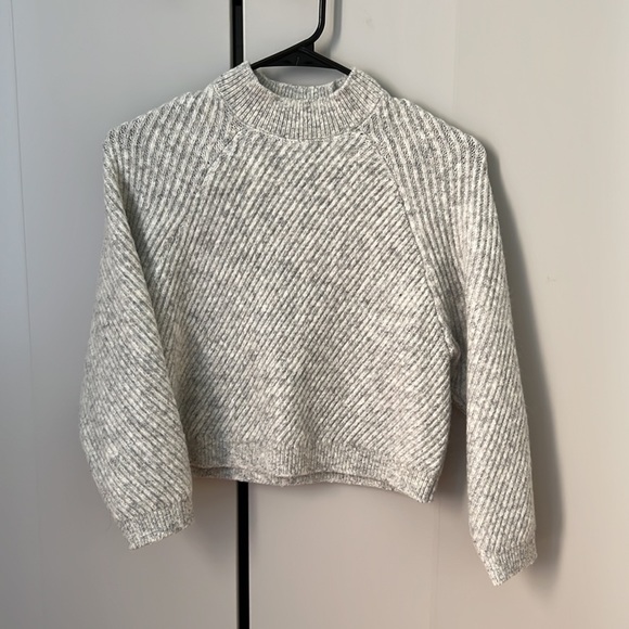 Mango chunky grey mock neck sweater - Picture 3 of 4